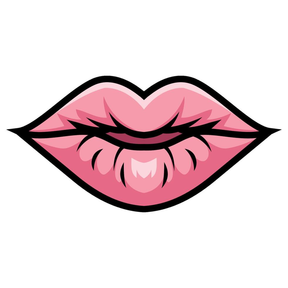 Pink kissing lips on white background vector