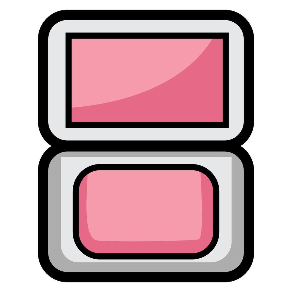 Pink compact powder with sponge and mirror vector