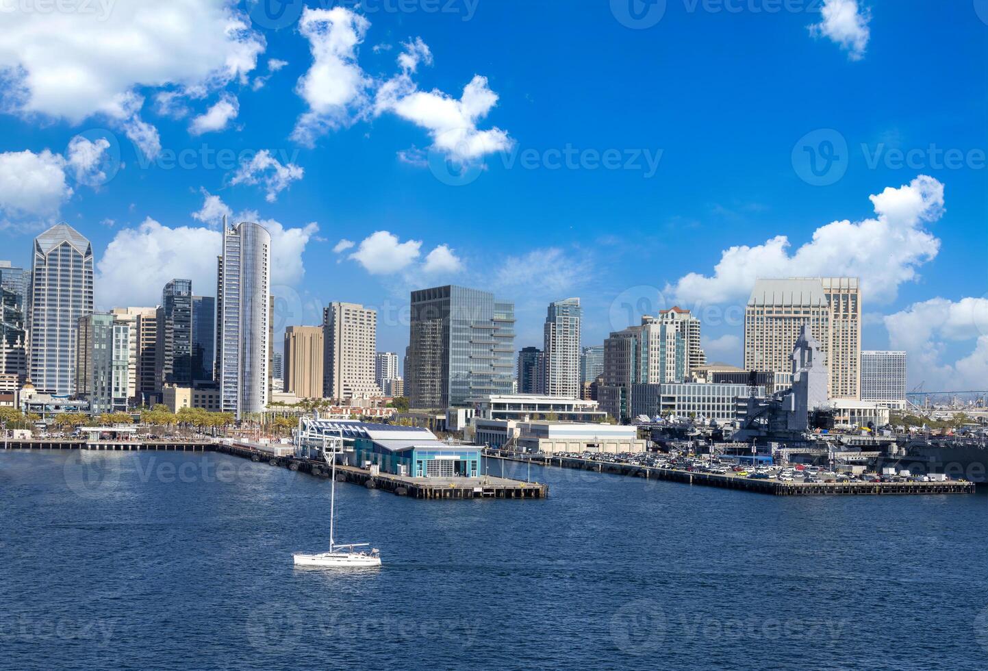 USA, Scenic San Diego downtown financial district city skyline and skyscrapers. San Diego Bay. photo