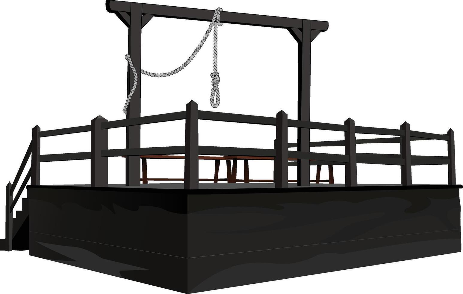 A wooden gallows with the whole stage realistic illustration vector