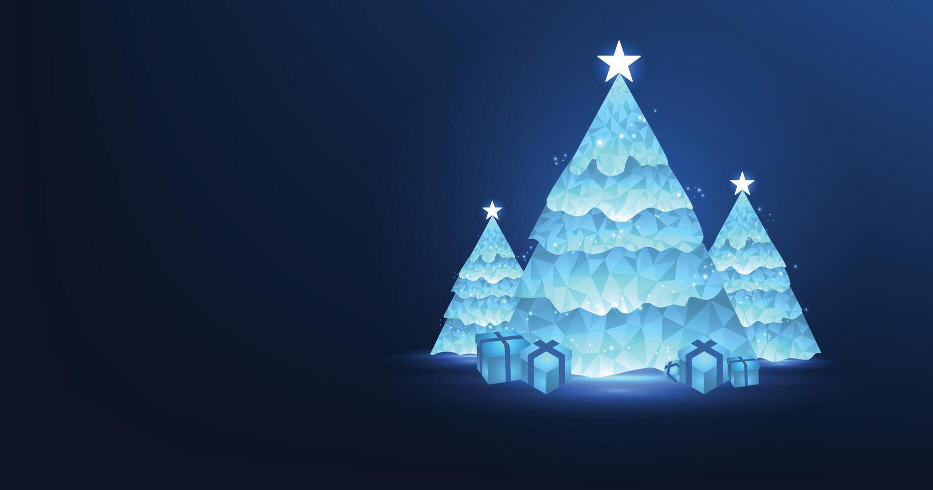 Modern blue christmas tree on a blue background. vector