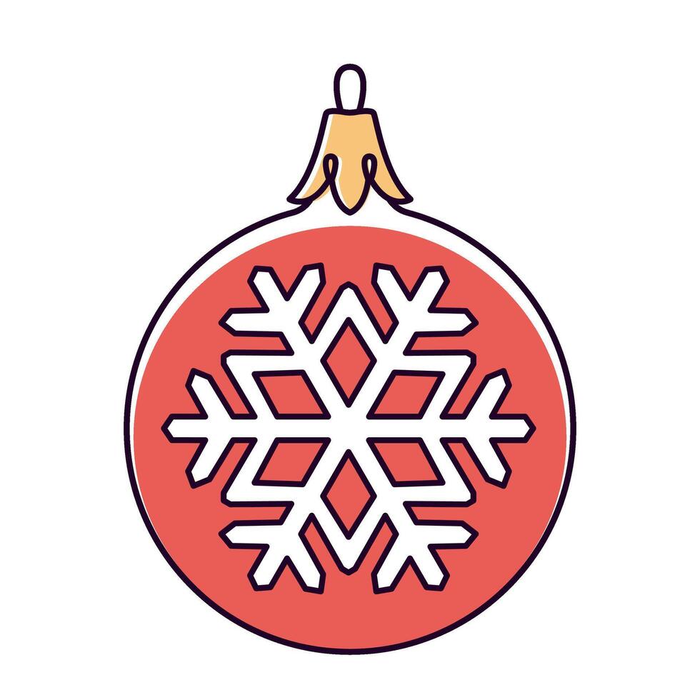 christmas ball doodle style. Hand drawn line art, red color isolated globe decorative for christmas trees, new year and christmas bauble. illustration vector