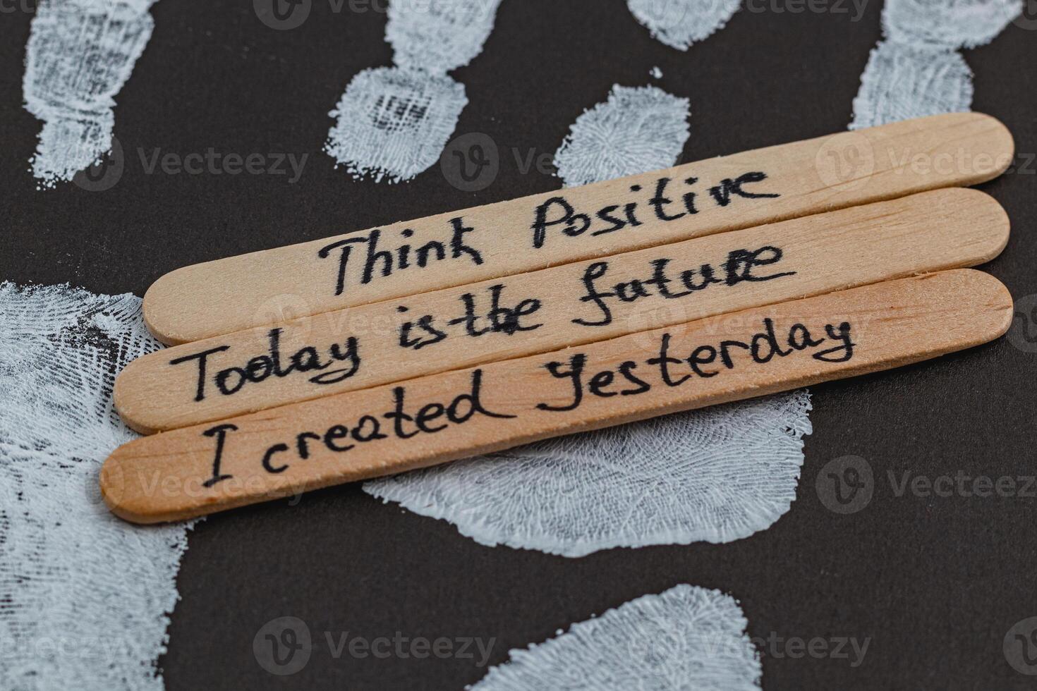 positive thoughts to increase self esteem on the background of a handprint photo
