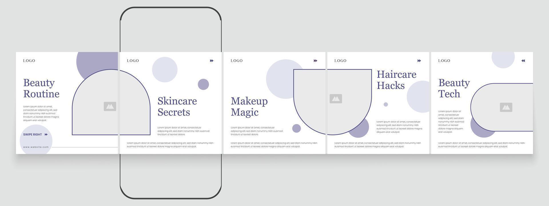 Creative and simple beauty carousel design template. vector