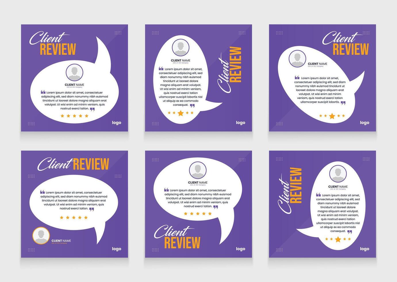Clean and modern customer quote or testimonial banner set template. vector