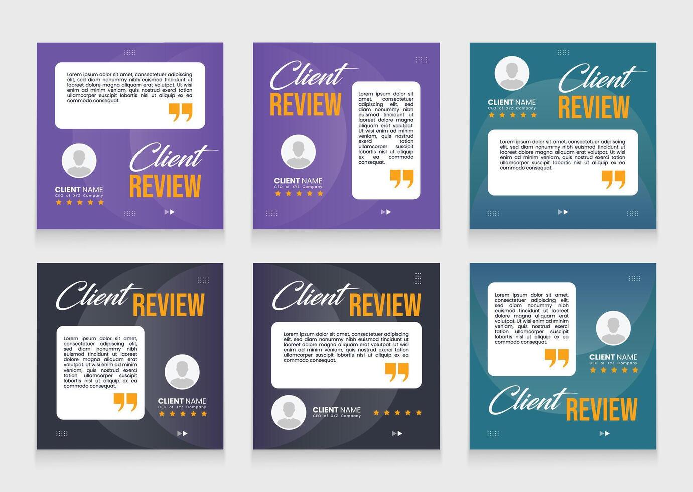 Testimonial banner set template. seller review social media post bundle carousel template design vector