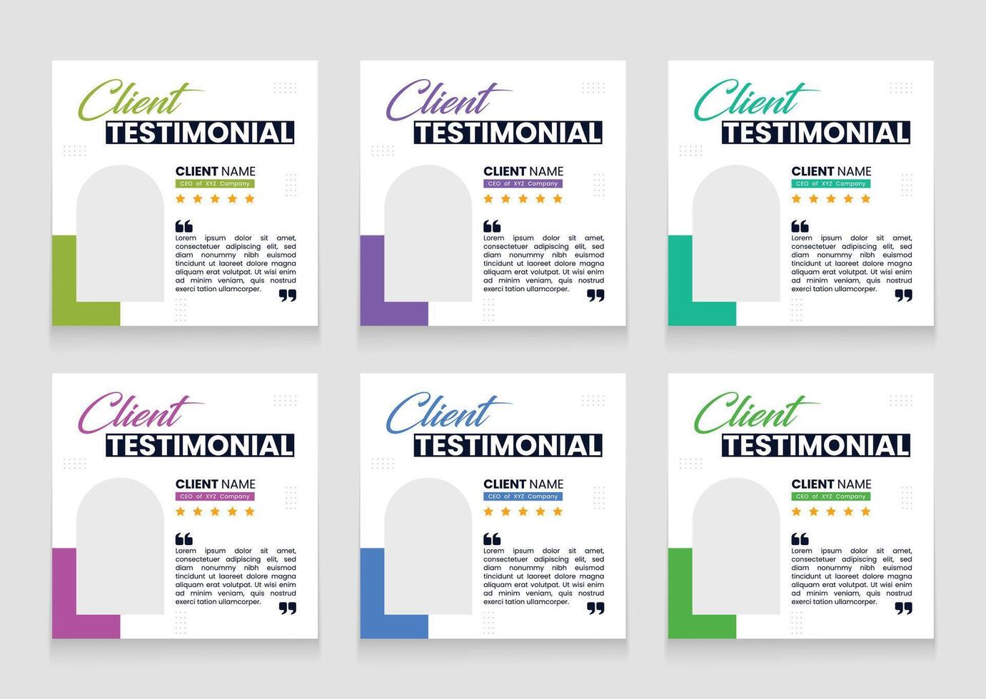 Testimonial banner set template. Carousel template design for customer feedback template pack vector