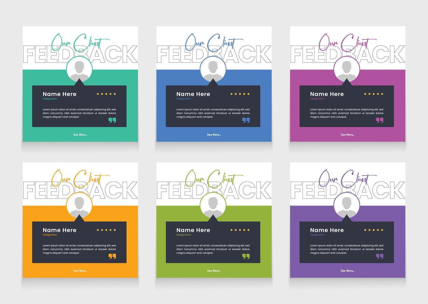 Our client testimonial banner set template. seller feedback carousel design vector