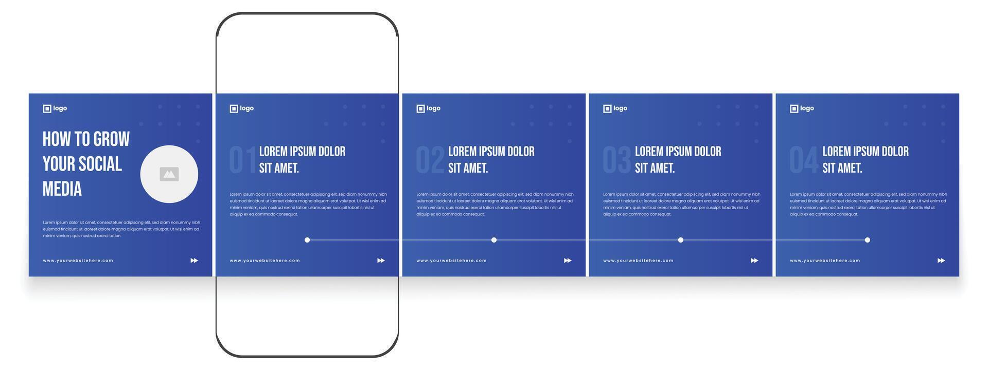 Blue business carousel template, social media carousel template design bundle. vector