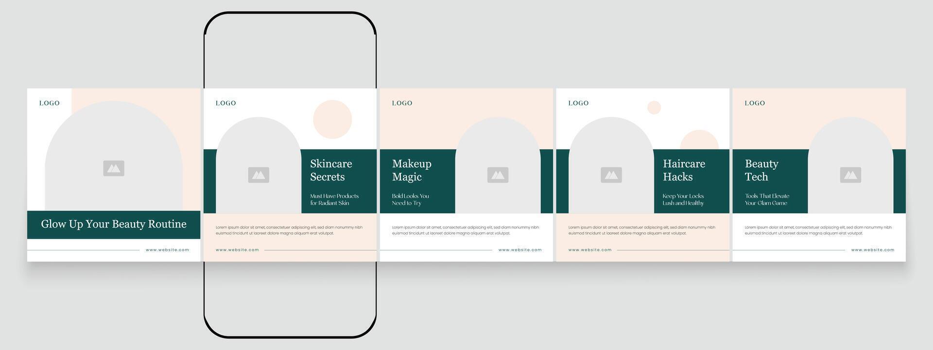Creative and simple beauty parlor carousel banner template. editable carousel for social media sales vector
