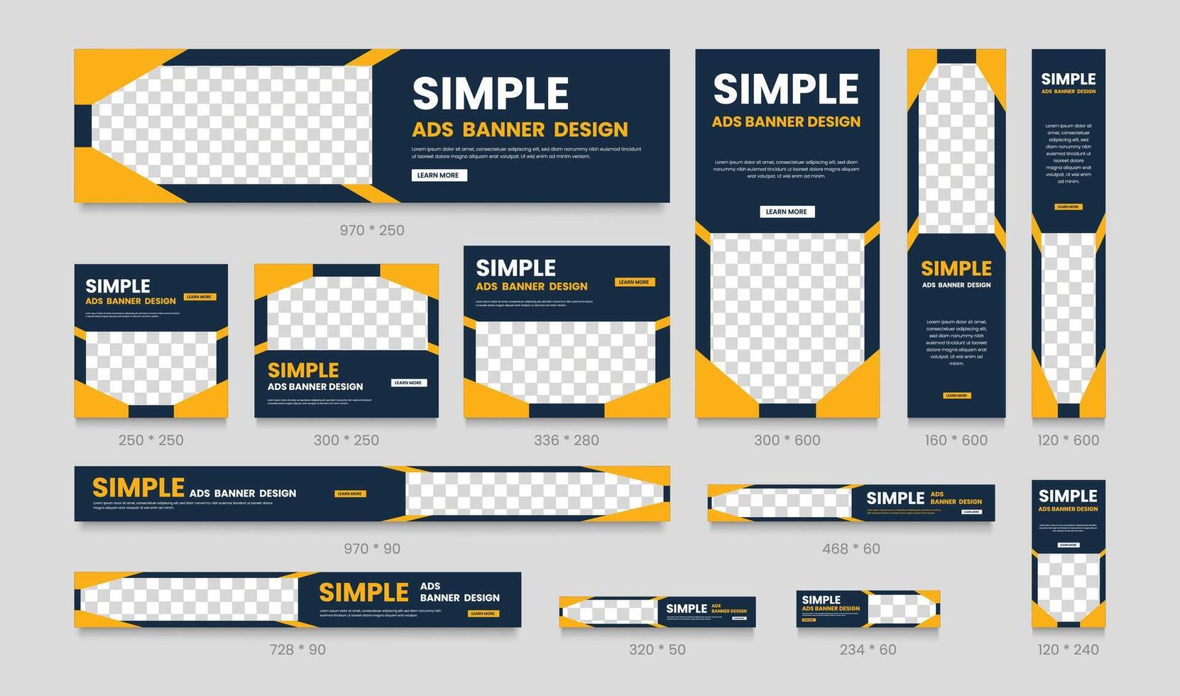 Vertical, horizontal and square template collection. Business web ad set vector