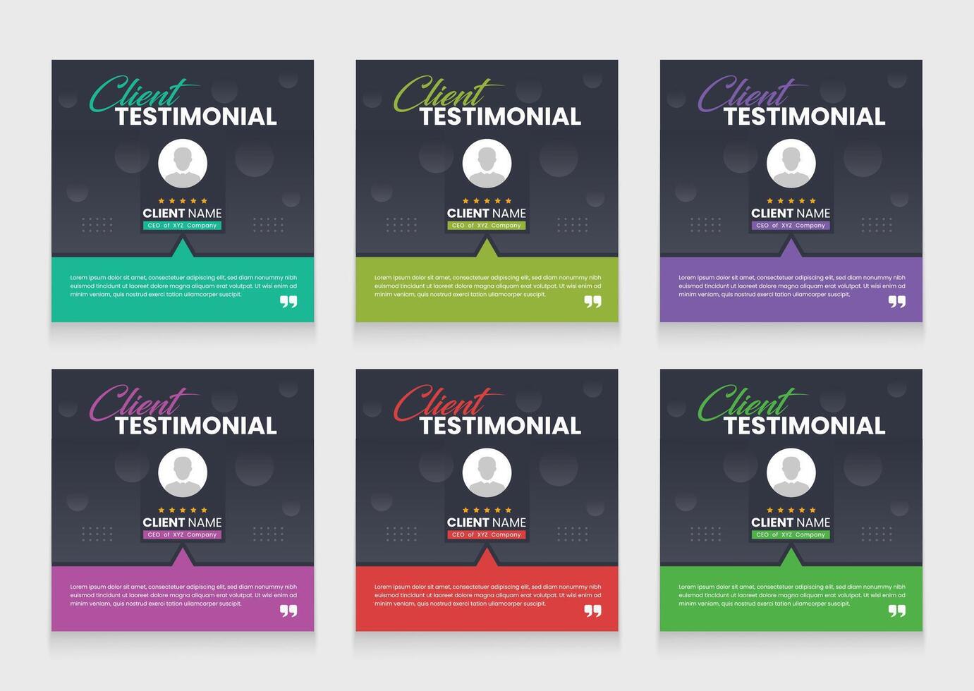 Clean and simple testimonial template pack. carousel template design or feedback. vector
