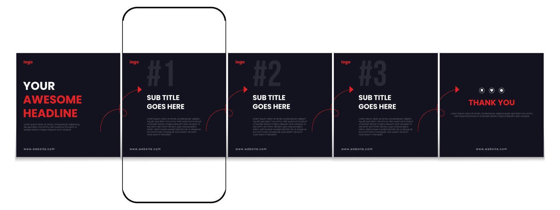 Modern and creative business carousel post design template. vector