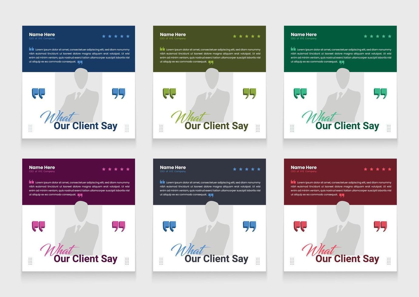 Customer feedback or testimonial banner set template. customer review social media post bundle carousel template design vector