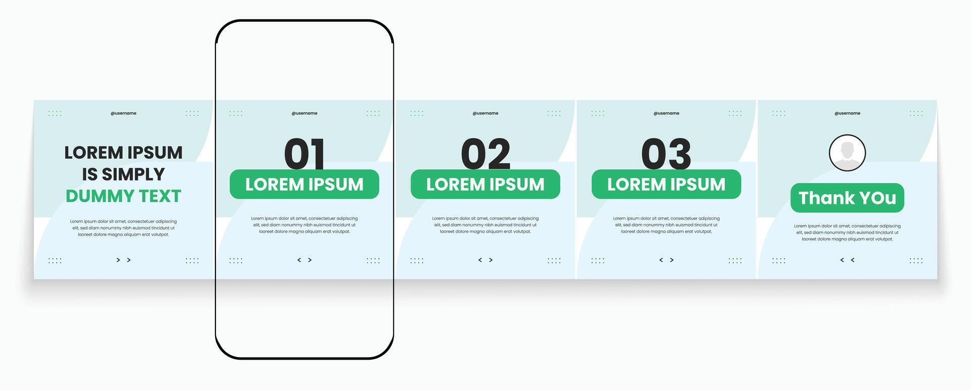 Editable carousel banner design with cellphone mockup. Cellphone carousel template post pack for social media vector