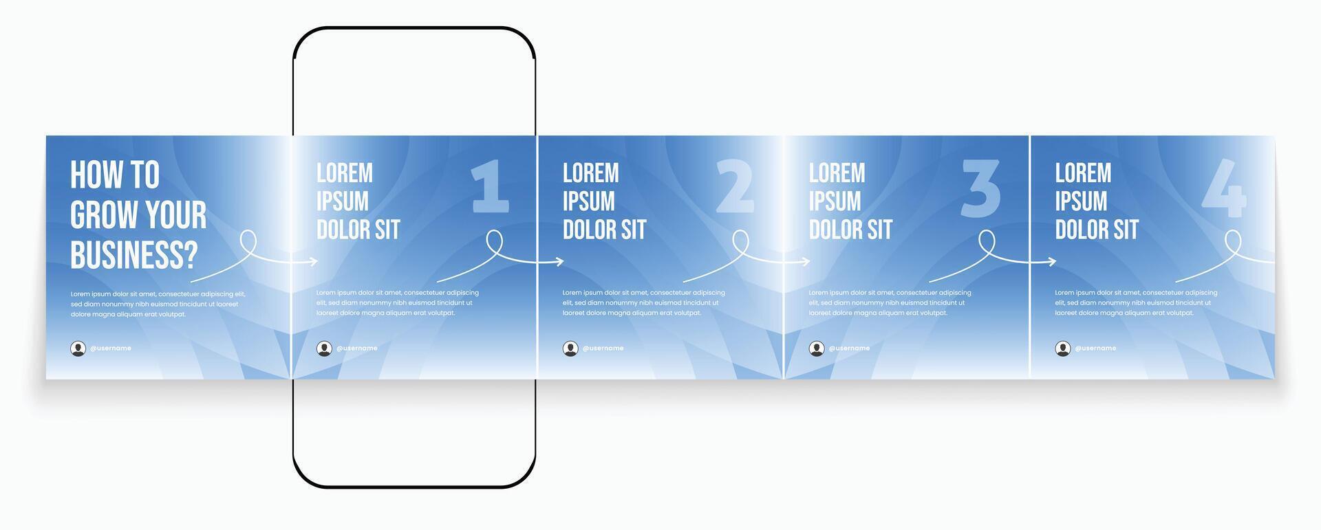 Blue microblog or carousel post creative template. vector