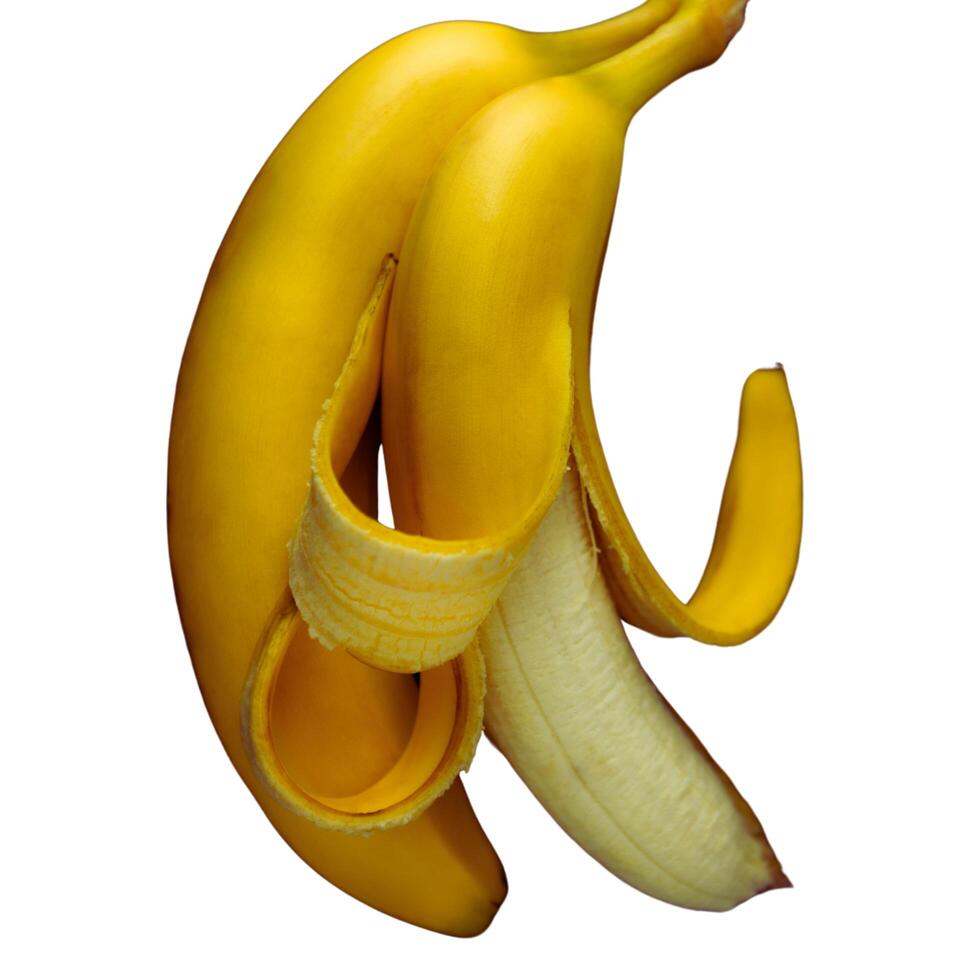 Realistic banana picture with white background photo