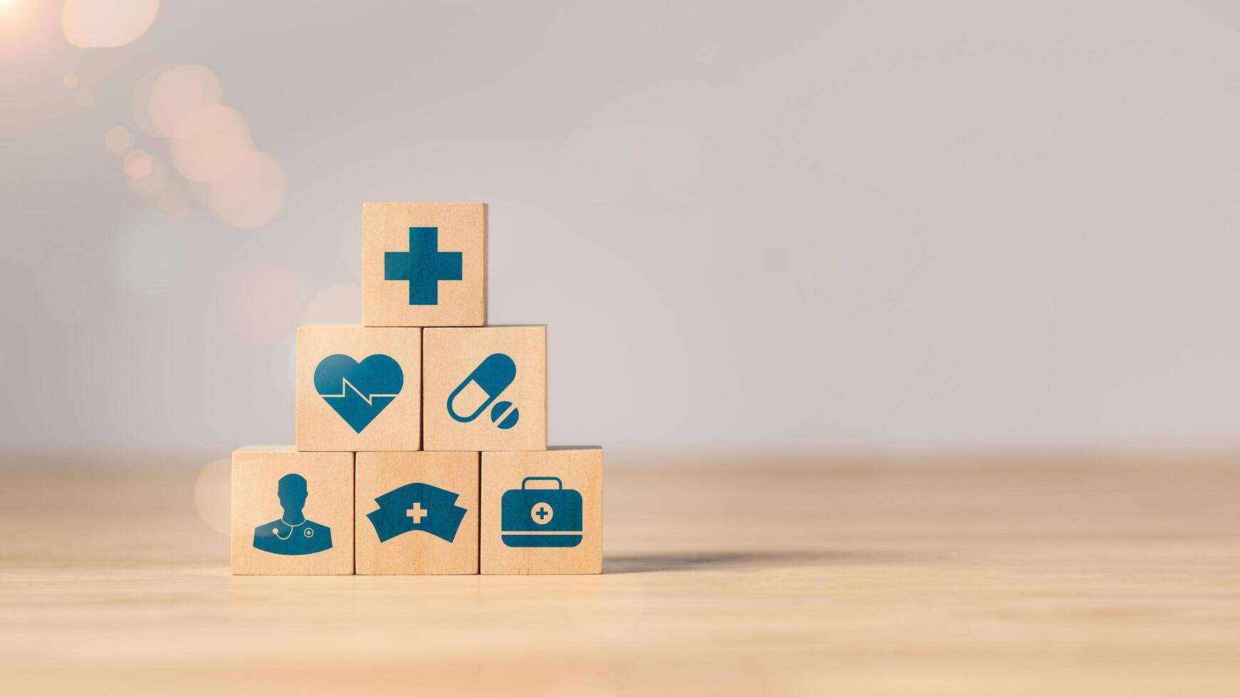 health care concept Shown as icons such as stethoscope, syringe, ambulance, health care planning from doctors, hospitals for prevention, life safety is a good investment ,Life insurance photo