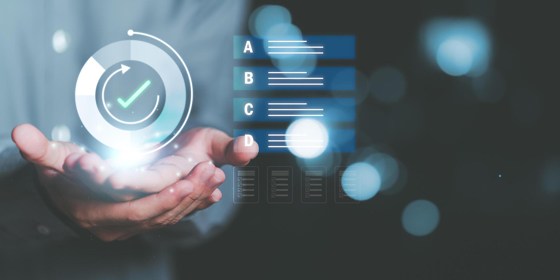 inspector makes mark on the survey topic ,Checklist with checkmarks and checkboxes ,checklist ideas, online quality assessment ,checkbox to conduct opinion and quality surveys or satisfaction photo