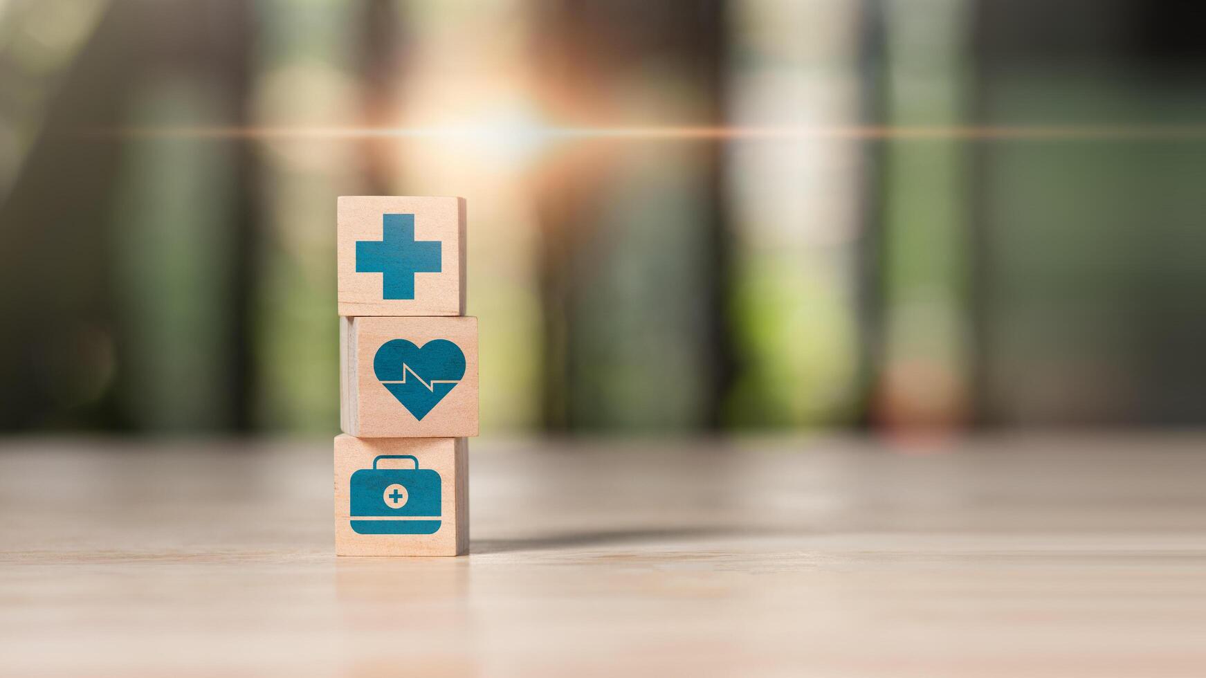 health care concept Shown as icons such as stethoscope, syringe, ambulance, health care planning from doctors, hospitals for prevention, life safety is a good investment ,Life insurance photo