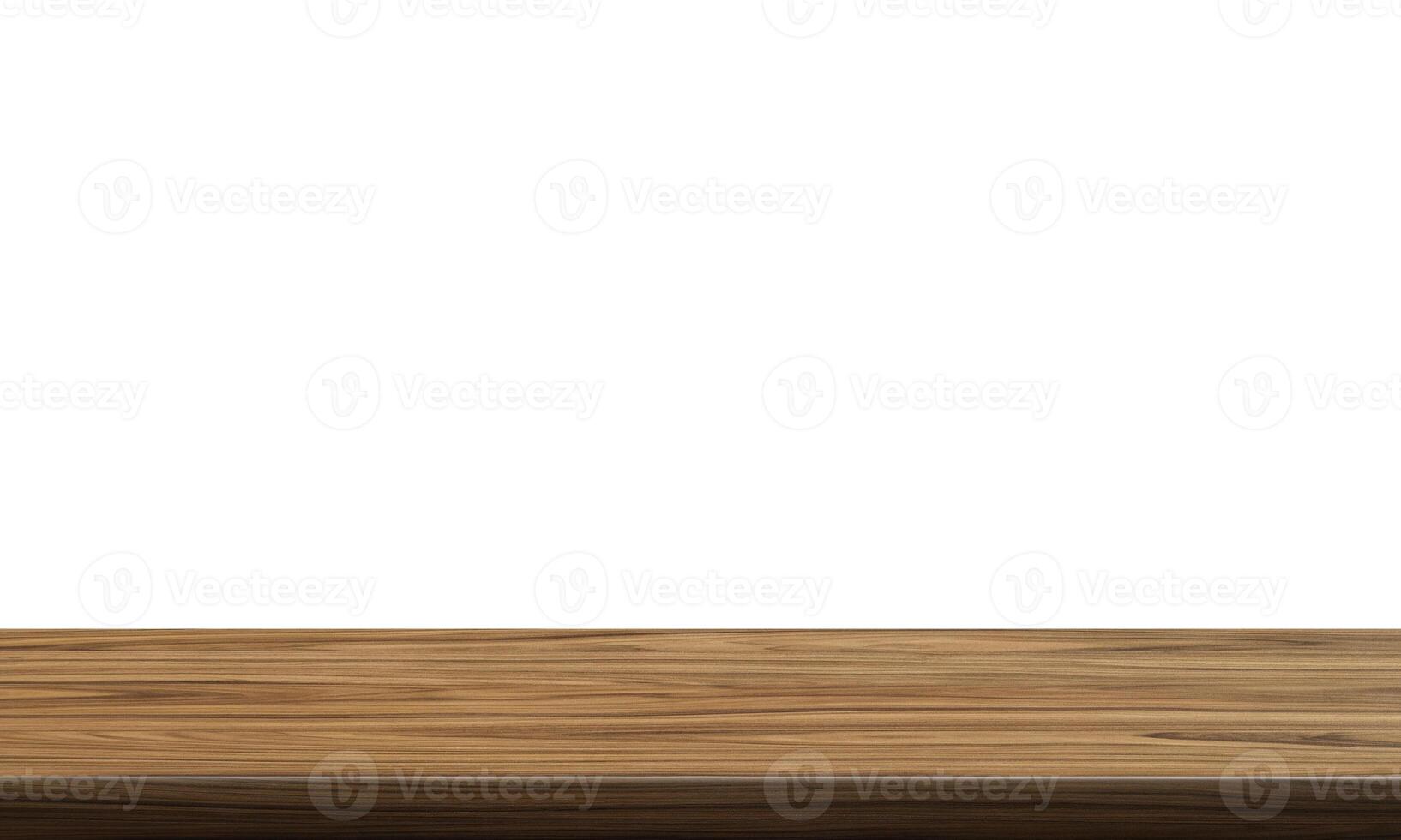 empty wooden table front view isolated on white background. photo