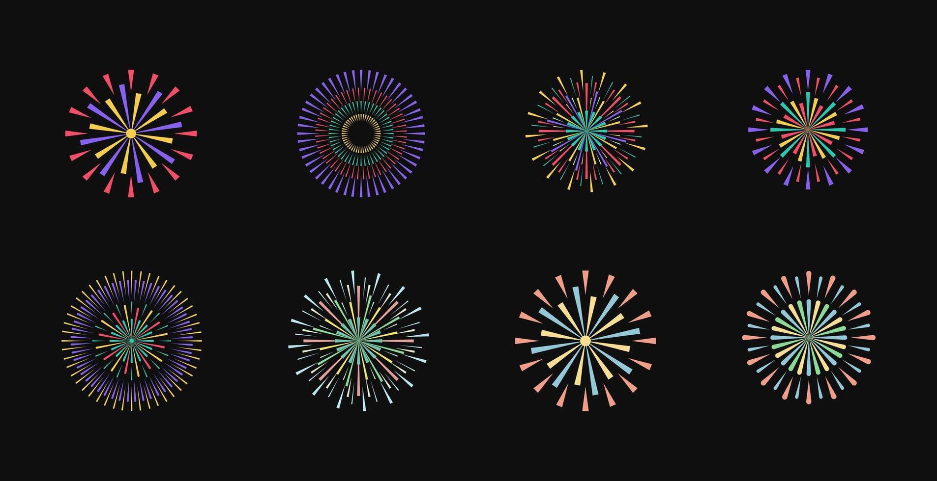 Fireworks design set, Variation explode fireworks in colorful vector
