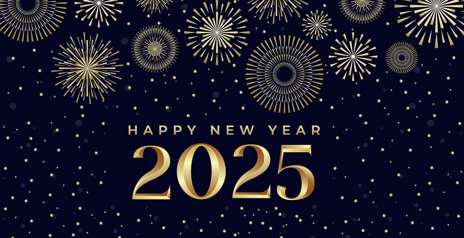 Creative design Happy New Year 2025 with fireworks in luxury gold color. trendy new year 2025 design template. vector