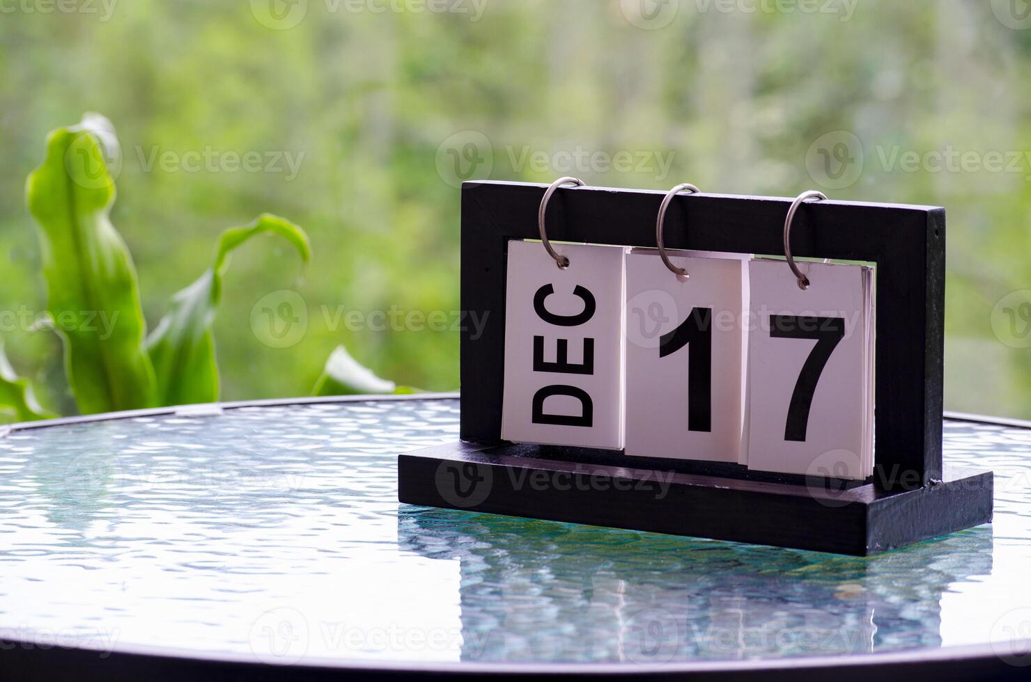 17 December calendar on marble table with customizable space for text. December calendar concept photo