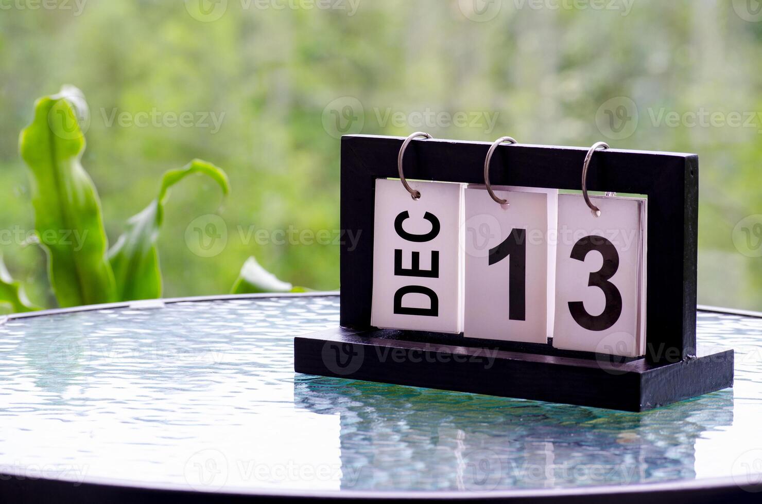 13 December calendar on marble table with customizable space for text. December calendar concept photo