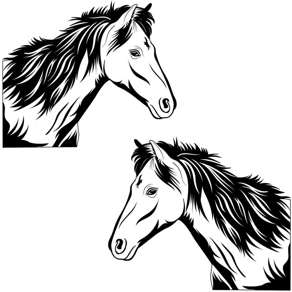 black and white horse silhouette vector