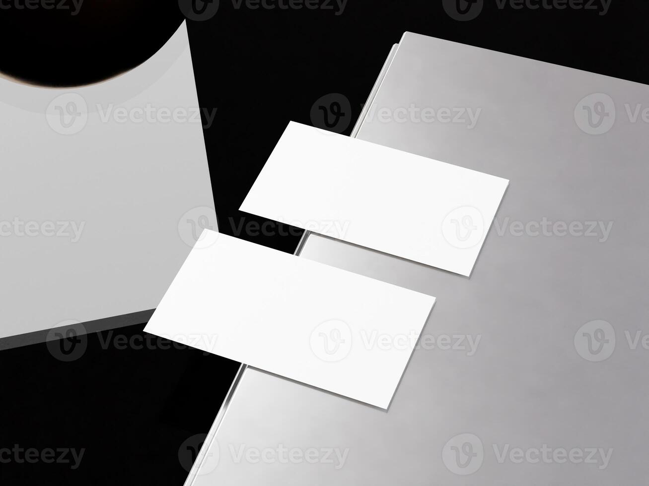 Realistic business branding cards template mockup on table photo