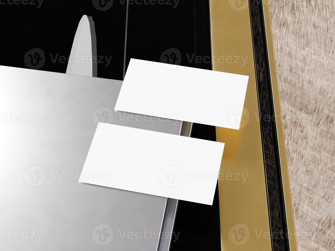 Realistic business branding cards template mockup on table photo