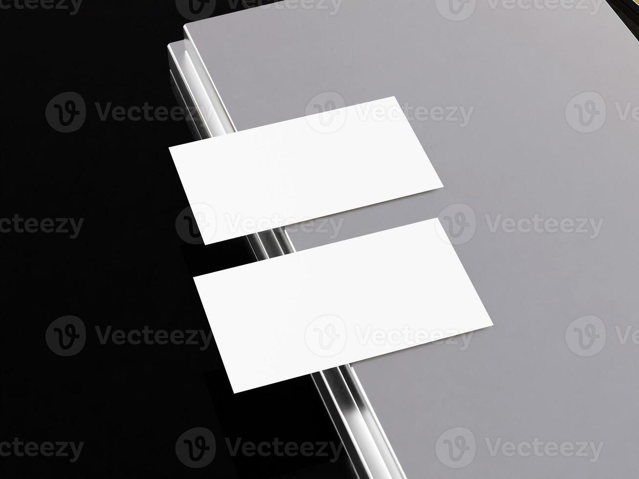 Realistic business branding cards template mockup on table photo