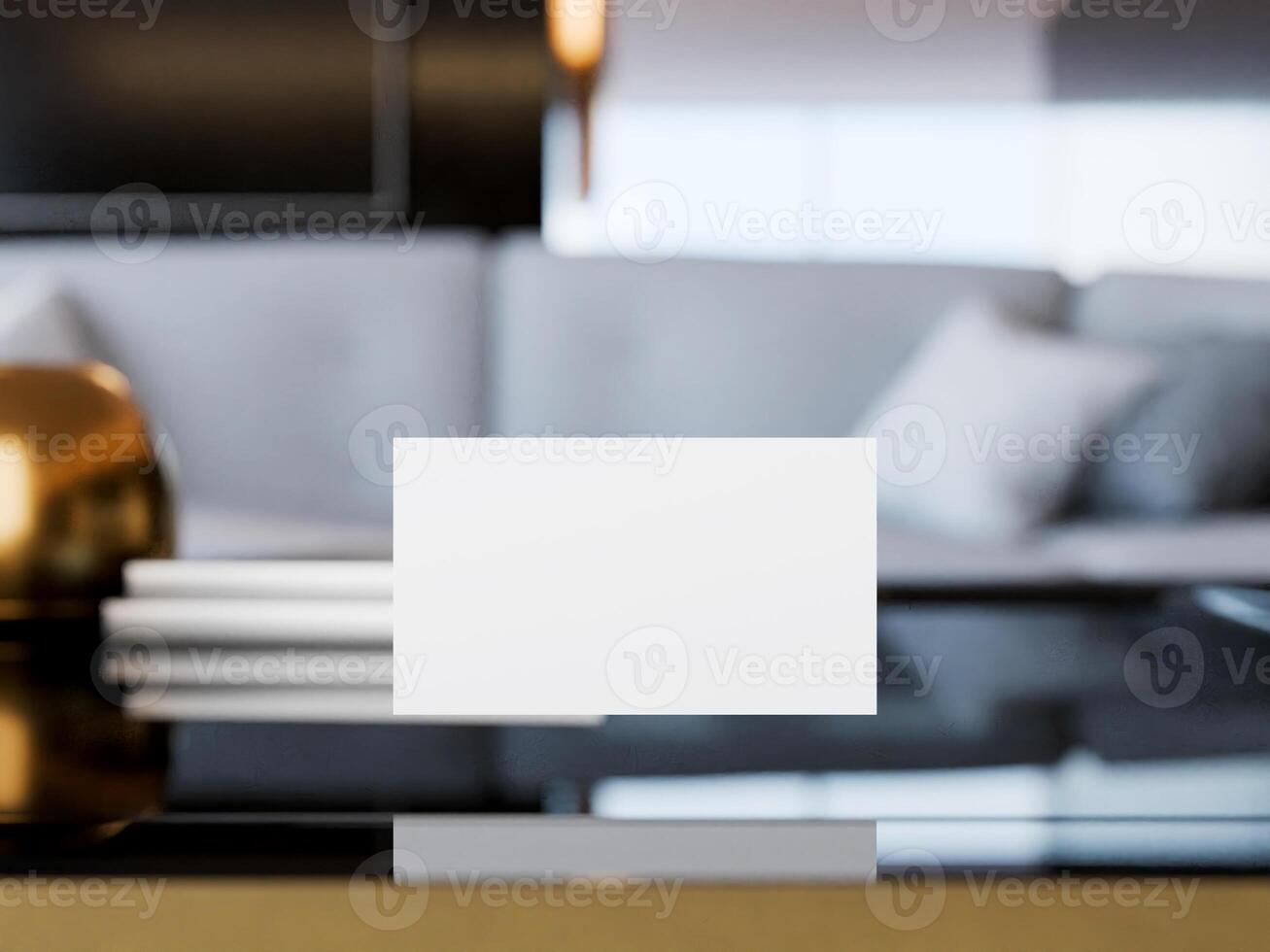 Clean minimal business card mockup with interior background photo