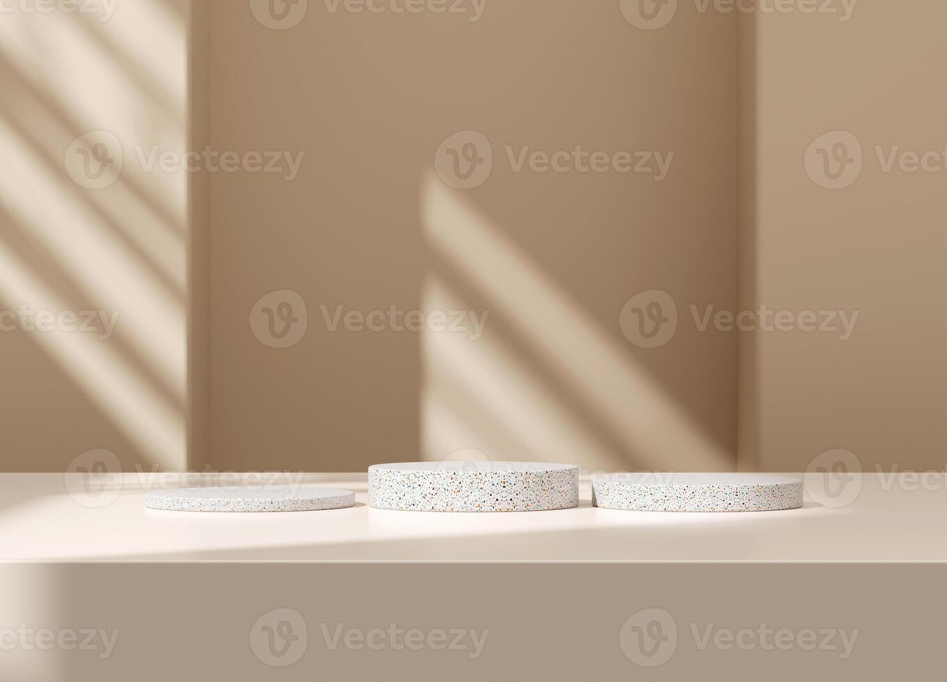 3d display product beige minimal scene with geometric podium platform. cylinder background 3d rendering with podium. stand for cosmetic products. Stage showcase on pedestal 3d beige studio photo