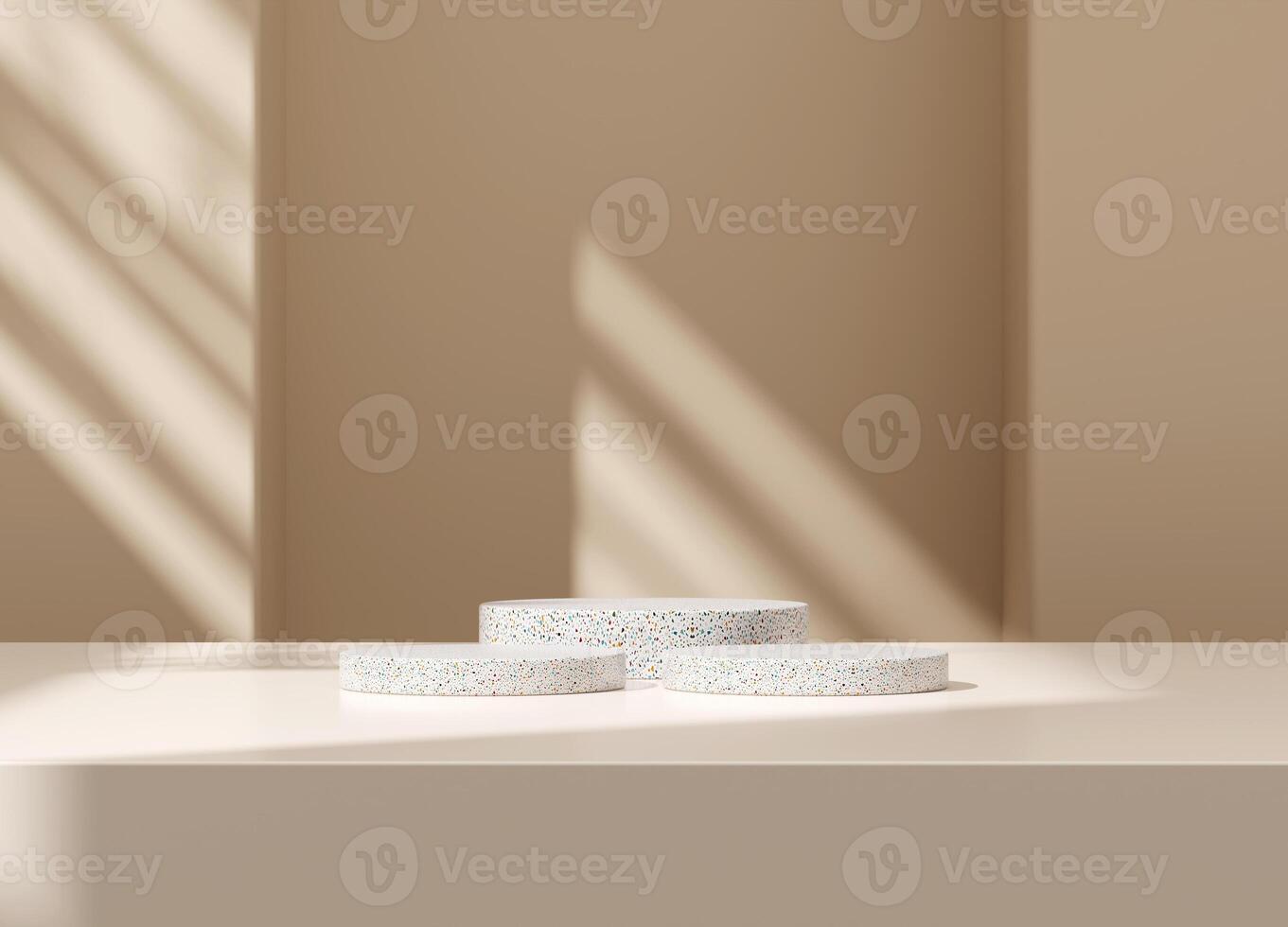 3d display product beige minimal scene with geometric podium platform. cylinder background 3d rendering with podium. stand for cosmetic products. Stage showcase on pedestal 3d beige studio photo