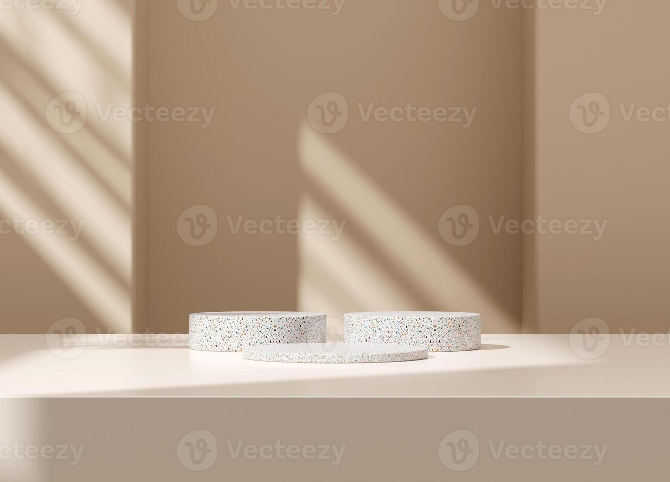 3d display product beige minimal scene with geometric podium platform. cylinder background 3d rendering with podium. stand for cosmetic products. Stage showcase on pedestal 3d beige studio photo