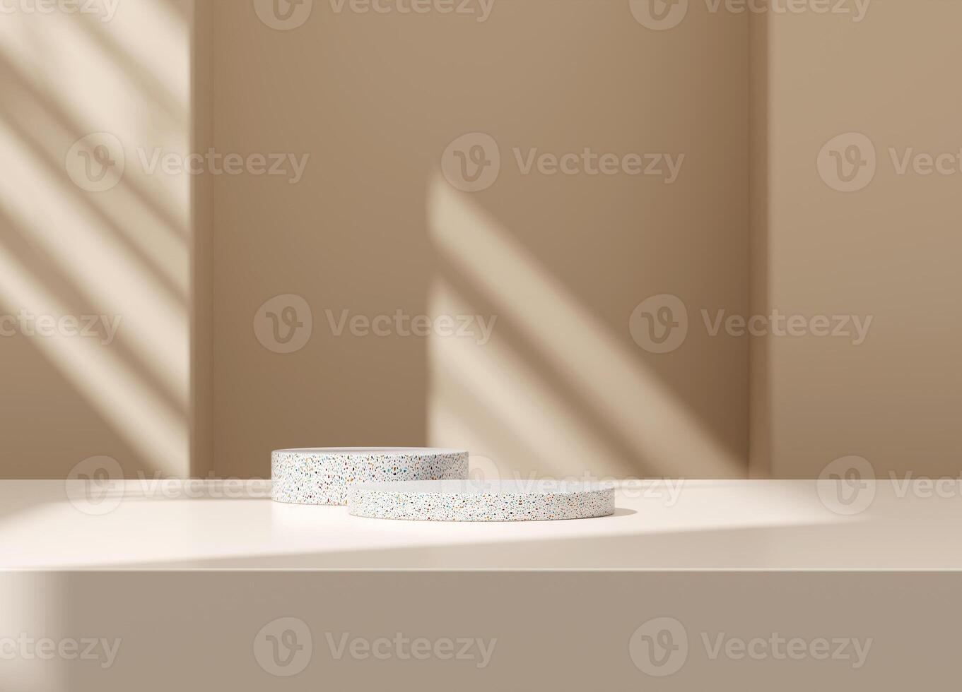 3d display product beige minimal scene with geometric podium platform. cylinder background 3d rendering with podium. stand for cosmetic products. Stage showcase on pedestal 3d beige studio photo