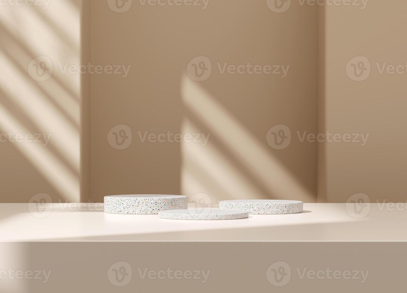 3d display product beige minimal scene with geometric podium platform. cylinder background 3d rendering with podium. stand for cosmetic products. Stage showcase on pedestal 3d beige studio photo