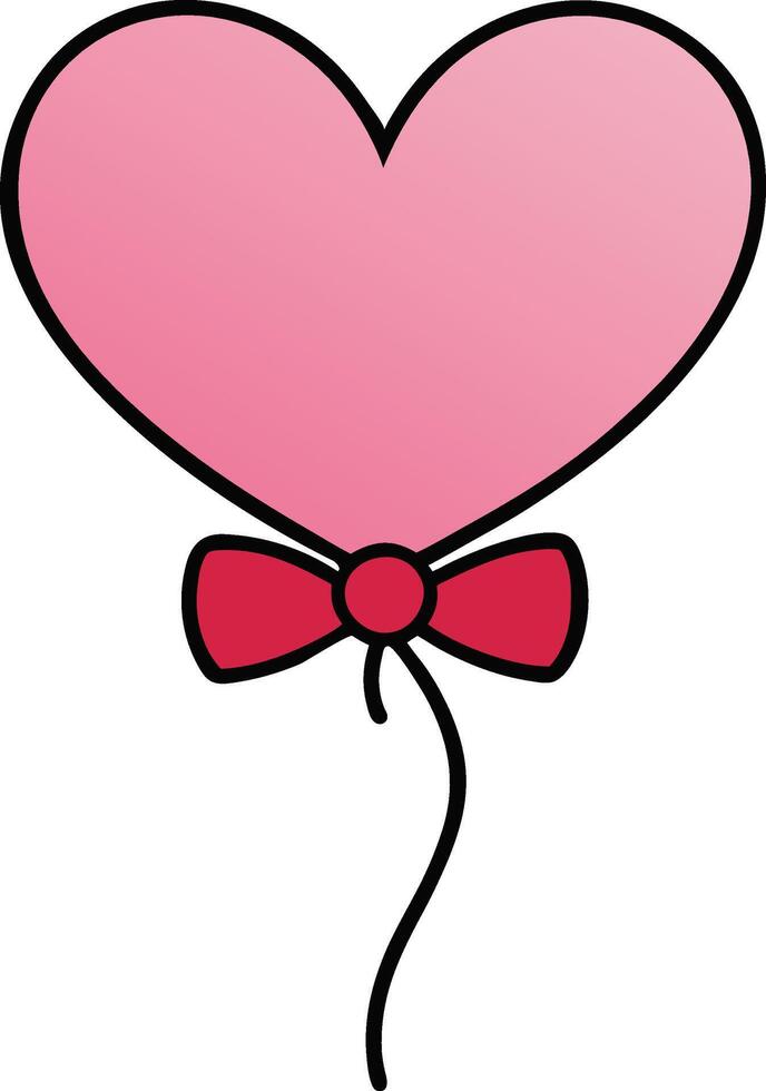 Heart shaped balloon with a bow tie vector