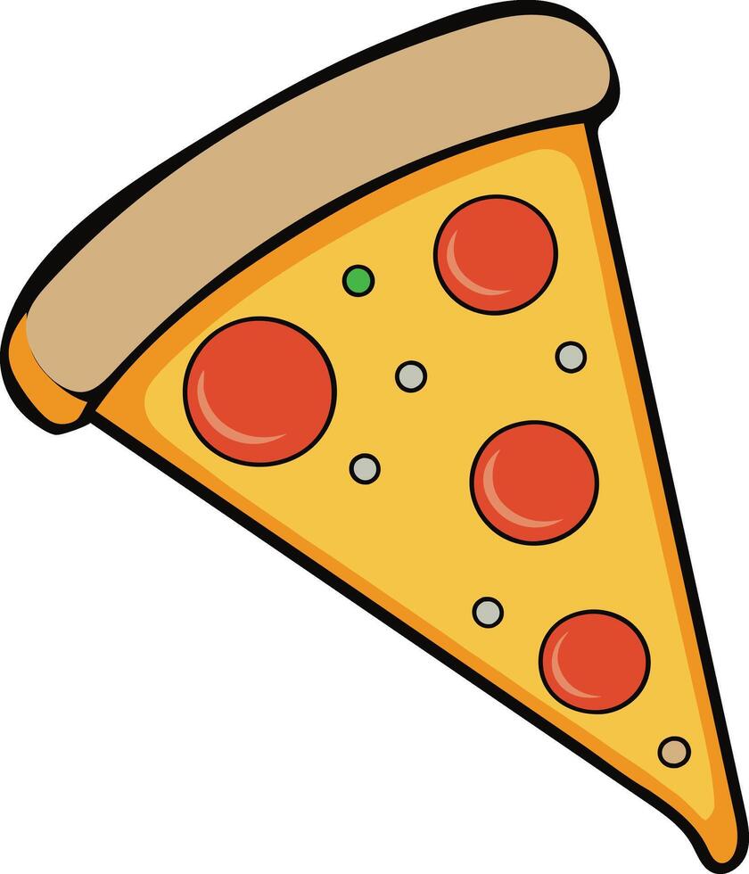Illustration of a slice of pizza in flat style, with the bottom half missing vector