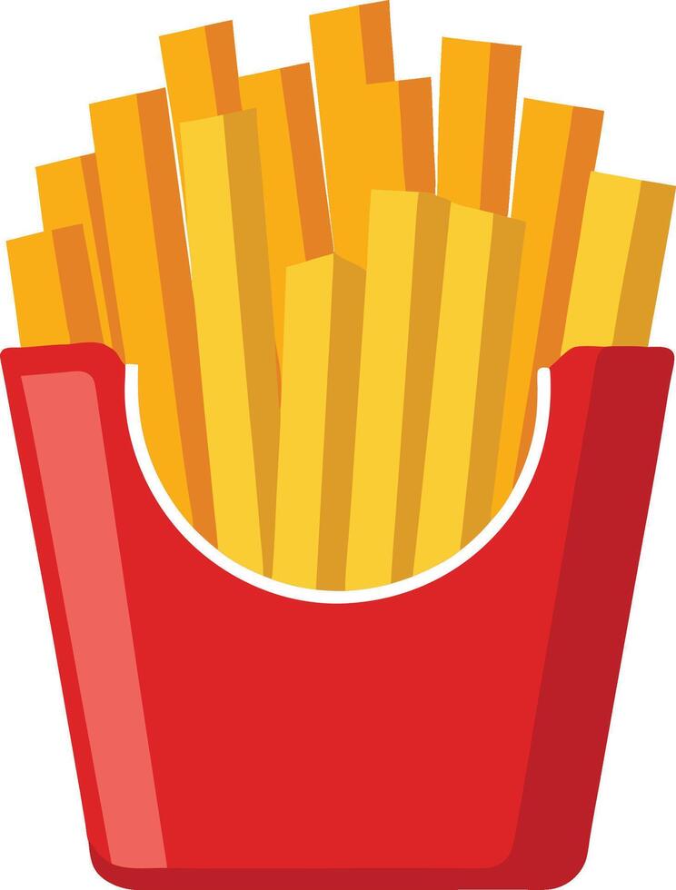 French fries with a red box flat style Illustration vector