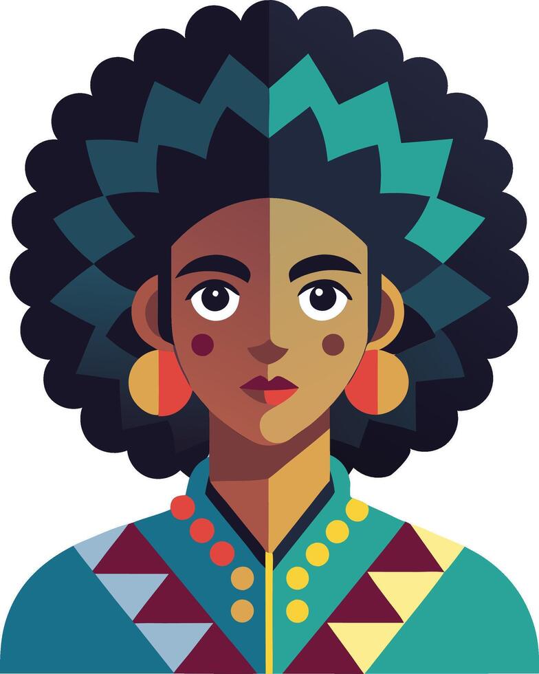 A drawing of a woman with afro hairstyle vector