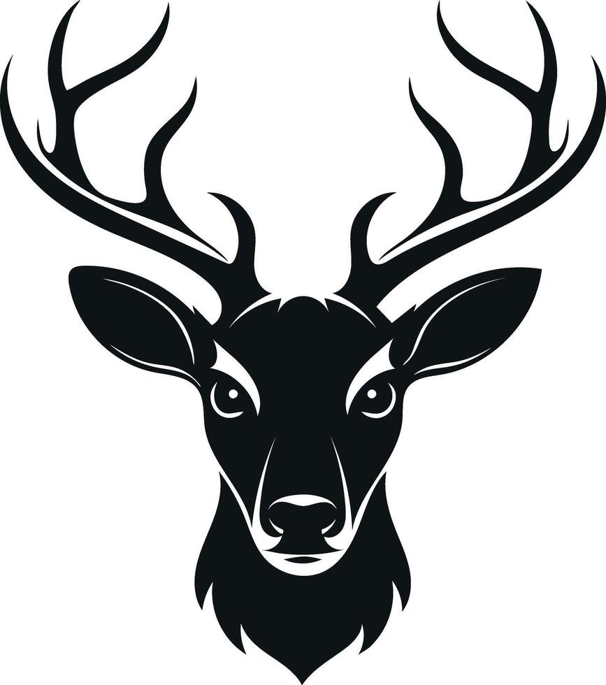 Black and White Silhouette of Deer Head with Antlers vector