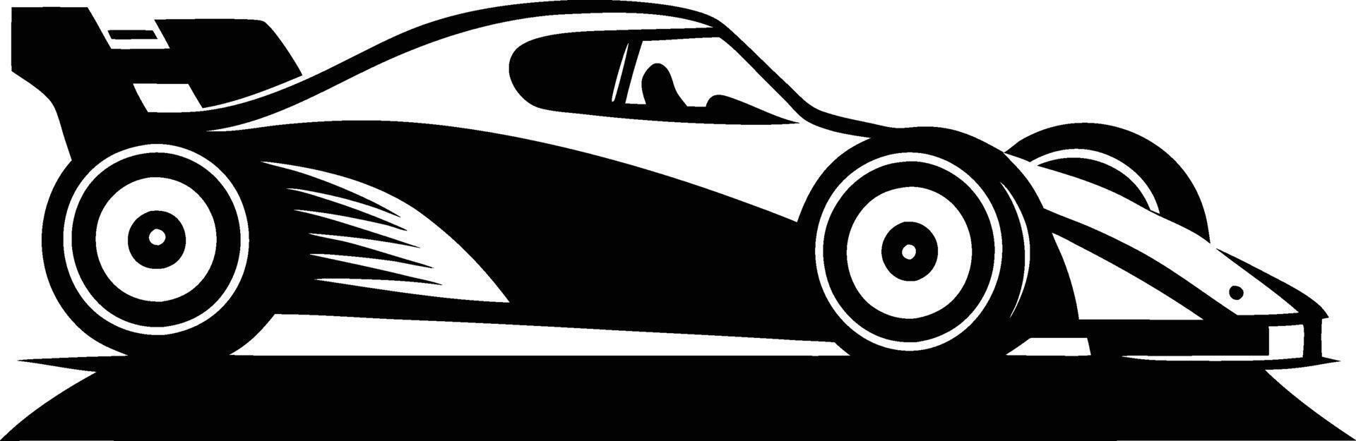 A black racing car silhouette with a simple design vector