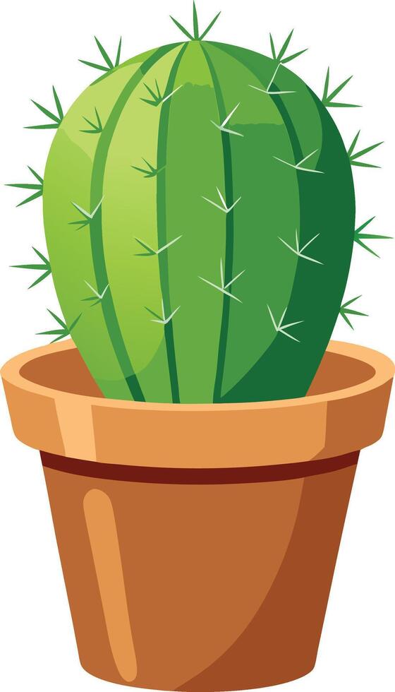 Illustration of a green cactus in a brown pot vector