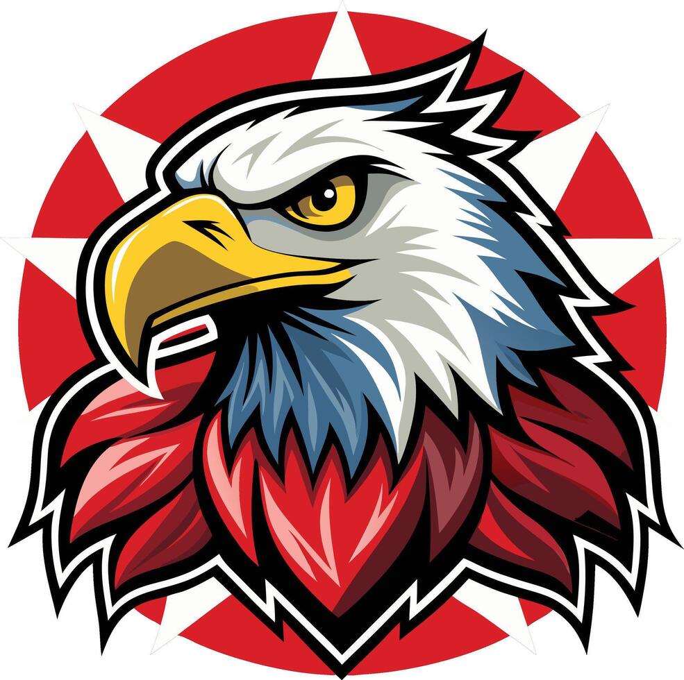 An eagle with a red circle t shirt flat design vector