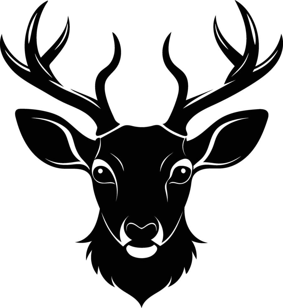 A simple black and white silhouette illustration of a deer head vector
