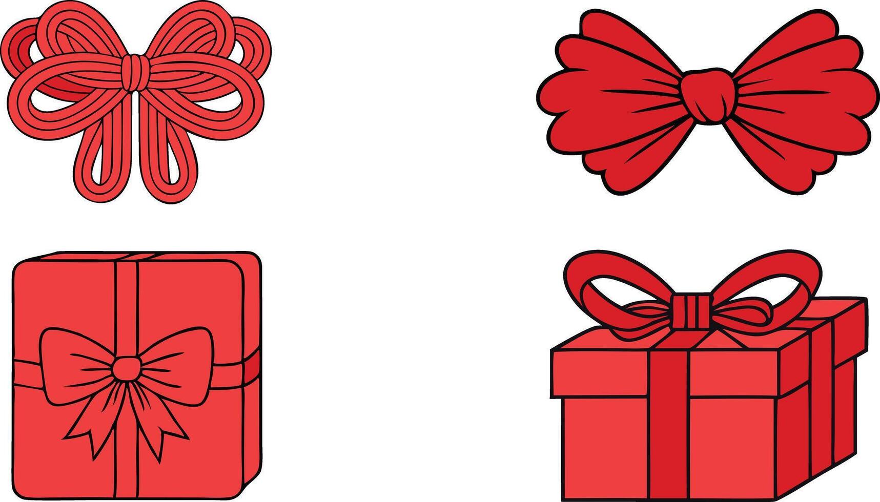 Set of red gift boxes with a ribbon and bow vector