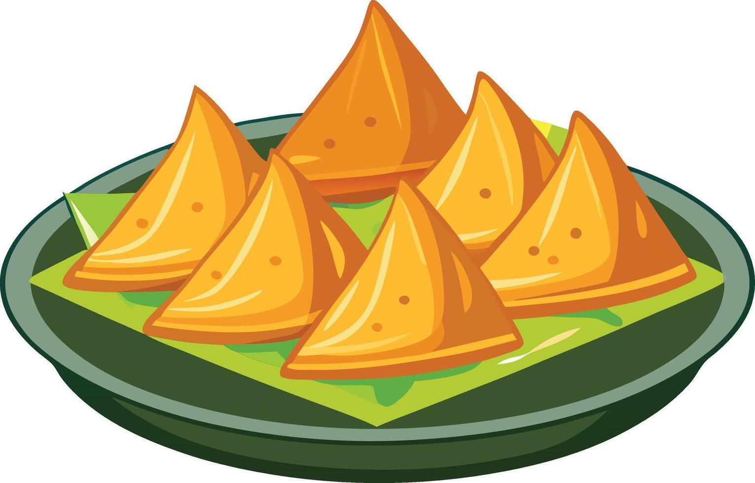 A plate of samosa with a white background. vector